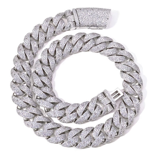 NUOYA Luxury Curved Flip Buckle Cuban Chain 22MM Iced Out Zircon Diamond Necklace for Men Women Hip Hop Jewelry