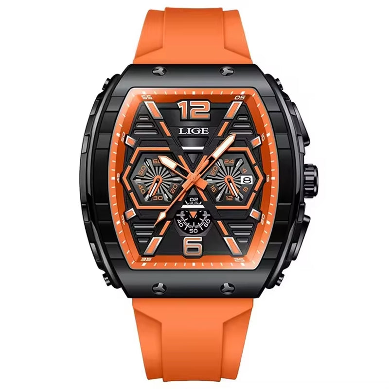 LIGE 89108 Business Wristwatch Waterproof Sport Men'S Watch Casual Silicone Date Quartz Wrist Watches for Men Relogio Masculino