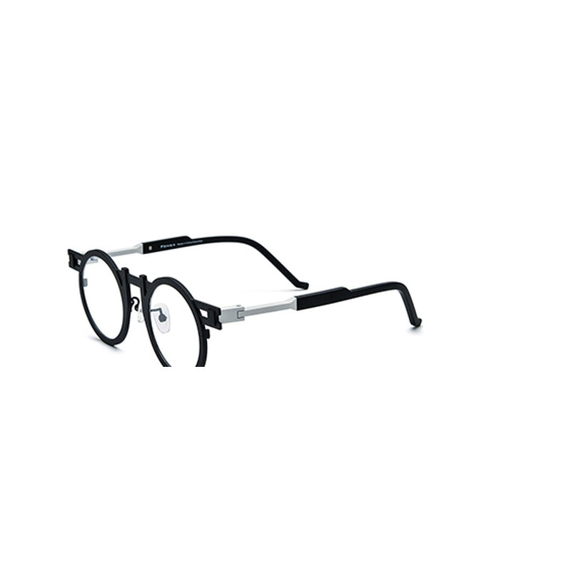 Colourful Titanium Retro Round Optical Glasses Frame - Black - MCROONS
