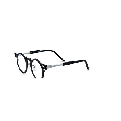 Colourful Titanium Retro Round Optical Glasses Frame - Black - MCROONS