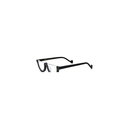 Retro Half-Round Acetate Semi-Rimless Optical Glasses Frame - Black - MCROONS