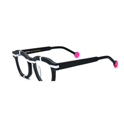 Playful Colour-Pop Acetate Square Optical Glasses Frame - Black - MCROONS