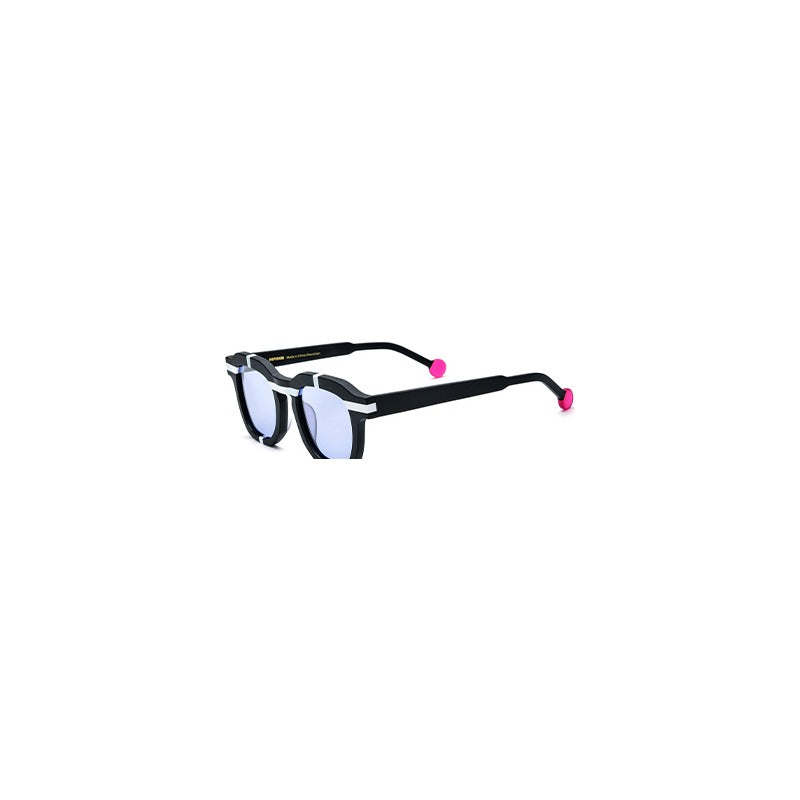 Playful Colour-Pop Acetate Square Polarized Sunglasses - Black Purple Lens - MCROONS