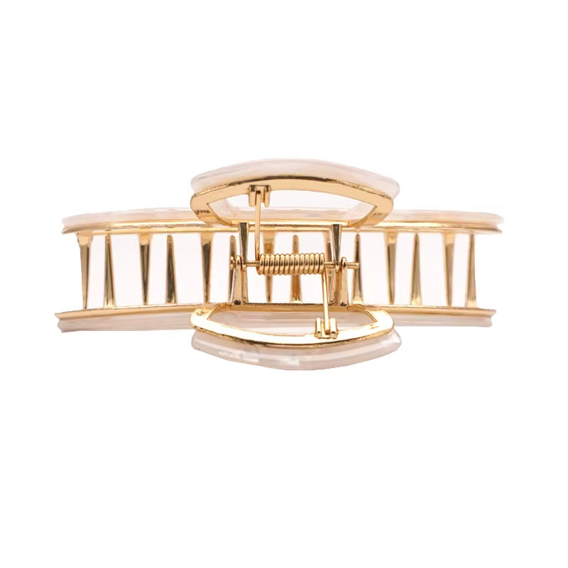 CANYUAN Customized Acetate Hair Claw Clips Silver White Half-Moon Shaped Hollow Environmentally Friendly Material Wholesale