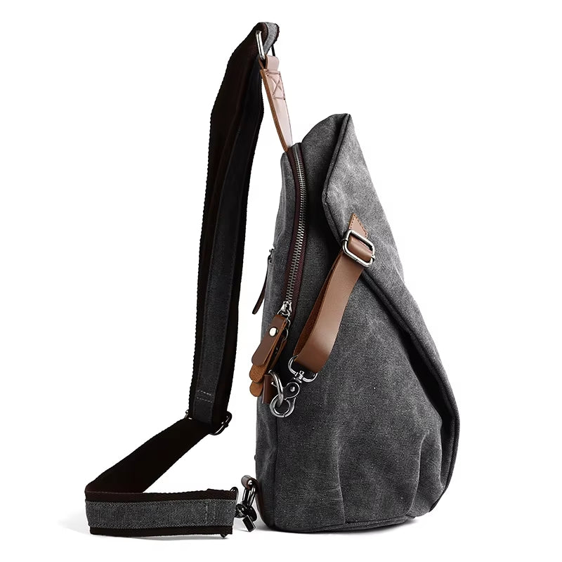 Canvas Outdoor Bags for Men Shoulder Crossbody Bag Walking Hiking Chest Sling Bags