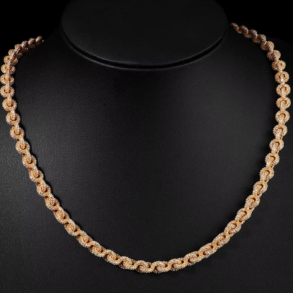 NUOYA Flip Buckle O Shaped Design Chain Necklace 8Mm Iced Out Zircon Bling Choker Hip Hop Luxury Jewelry for Men Women