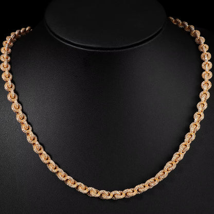 NUOYA Flip Buckle O Shaped Design Chain Necklace 8Mm Iced Out Zircon Bling Choker Hip Hop Luxury Jewelry for Men Women