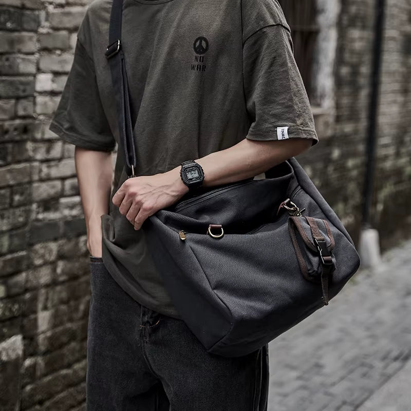 Eco-Friendly Canvas Crossbody Bags for Men Work Casual Messenger Bags