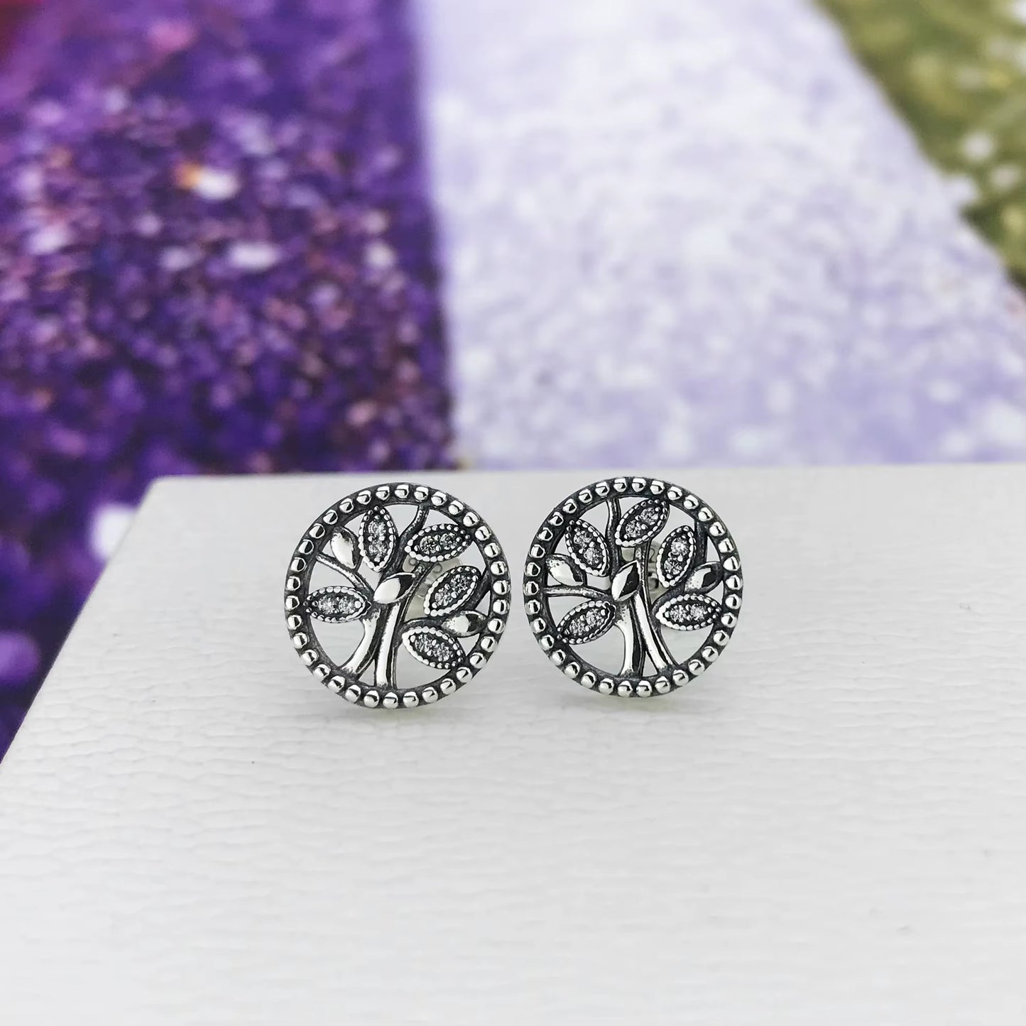 Women'S Fine Jewelry Sterling Silver Tree of Life Earrings