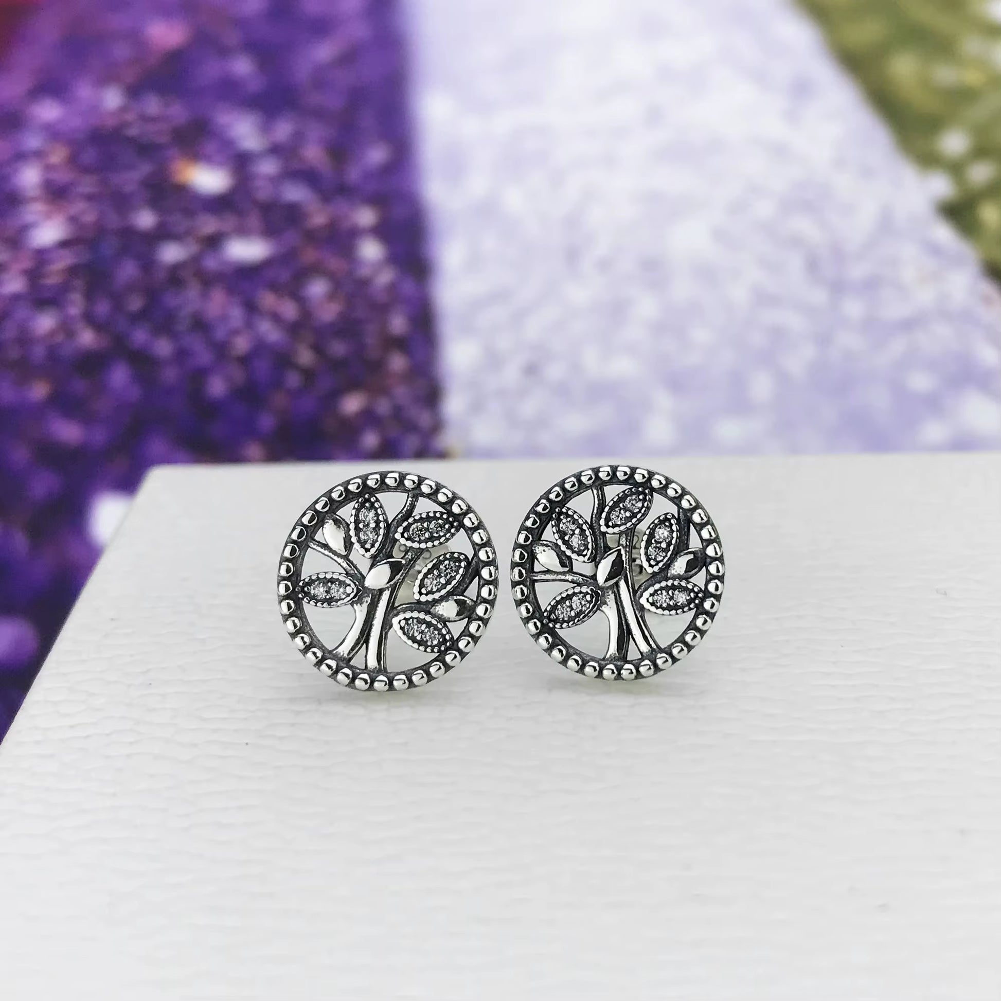 Women'S Fine Jewelry Sterling Silver Tree of Life Earrings