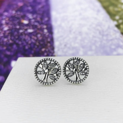 Women'S Fine Jewelry Sterling Silver Tree of Life Earrings