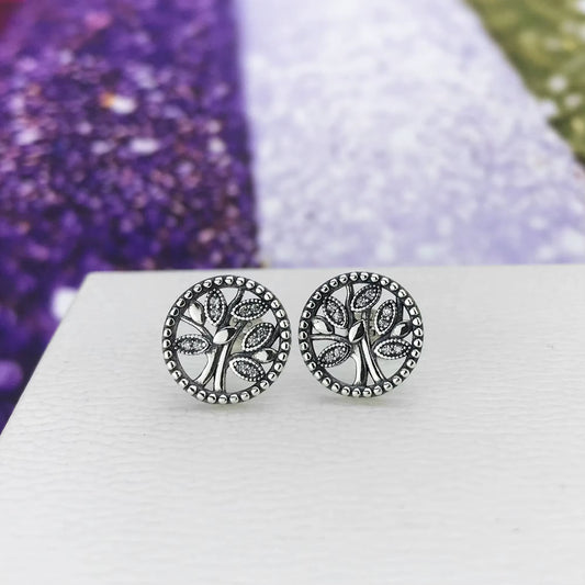 Women'S Fine Jewelry Sterling Silver Tree of Life Earrings