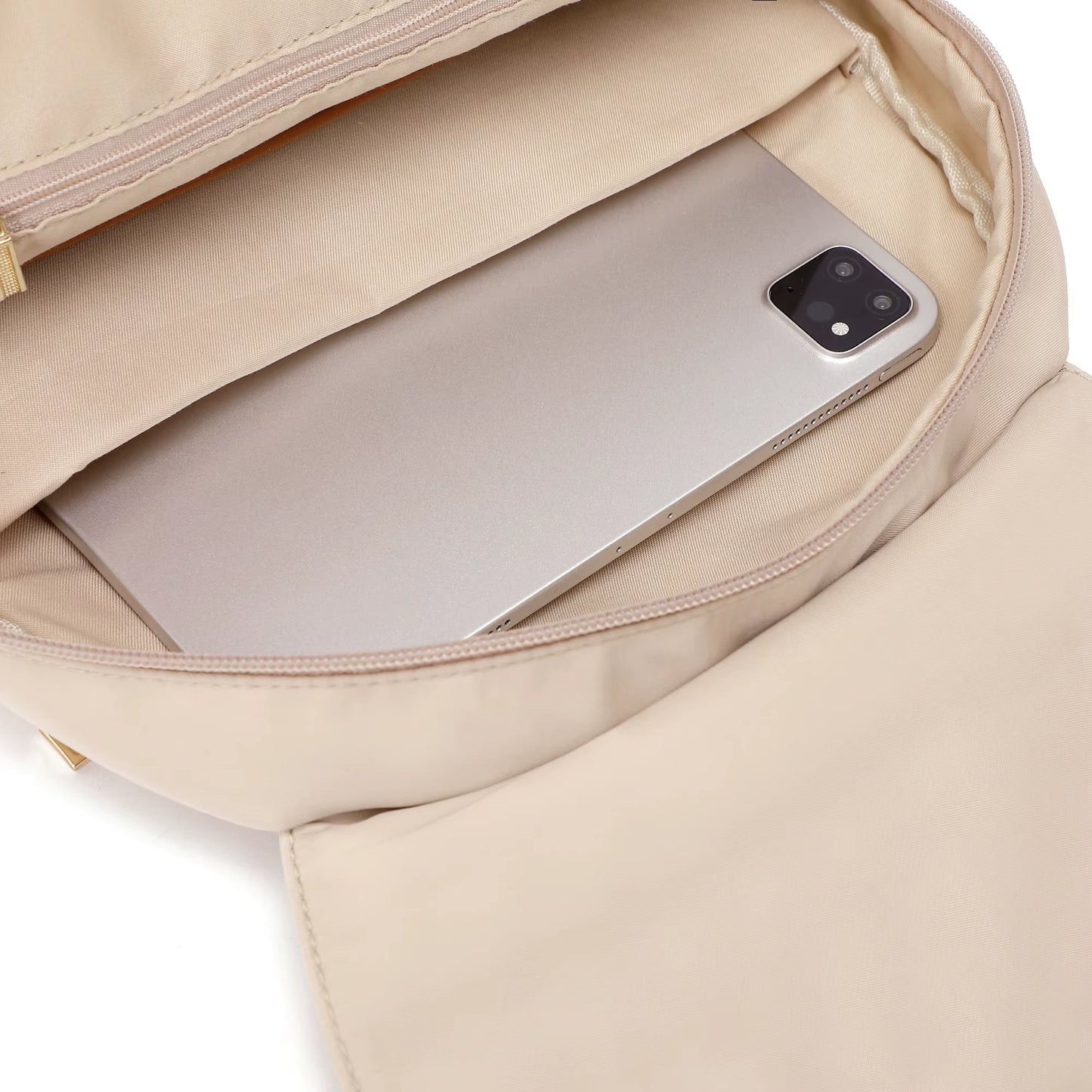 Simradia Anti-Theft Casual Nylon Beige Ladies Backpacks for Women Travel Backpack