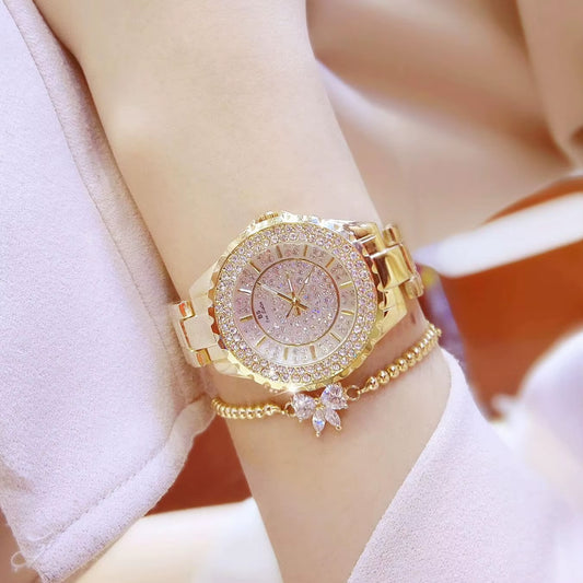 Women Watches 2024 Fashion Diamond Quartz Ladies Rose Gold Watch Luxury Stainless Steel Clock Dress Watch Ladies
