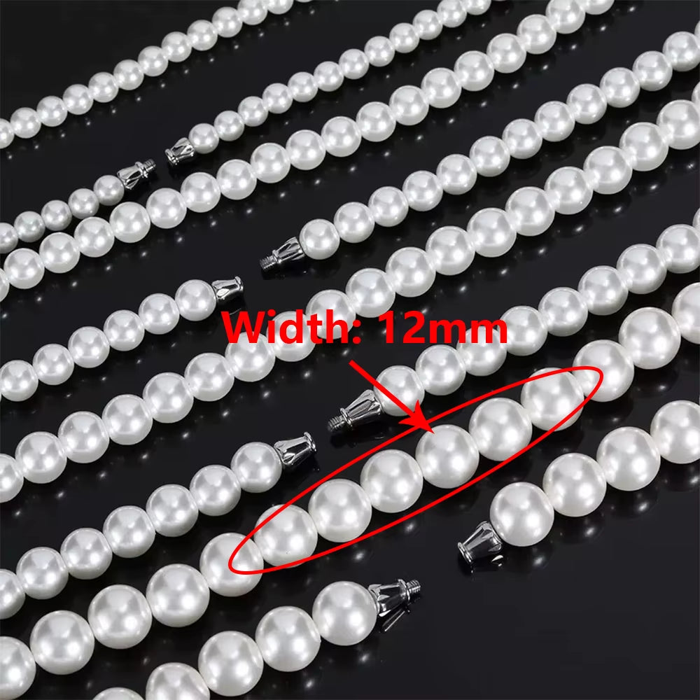 Hip Hop 6/8/10/12Mm Glass Pearl Bead White Pearls for Jewellery Making round Pearl Choker Necklace for Women