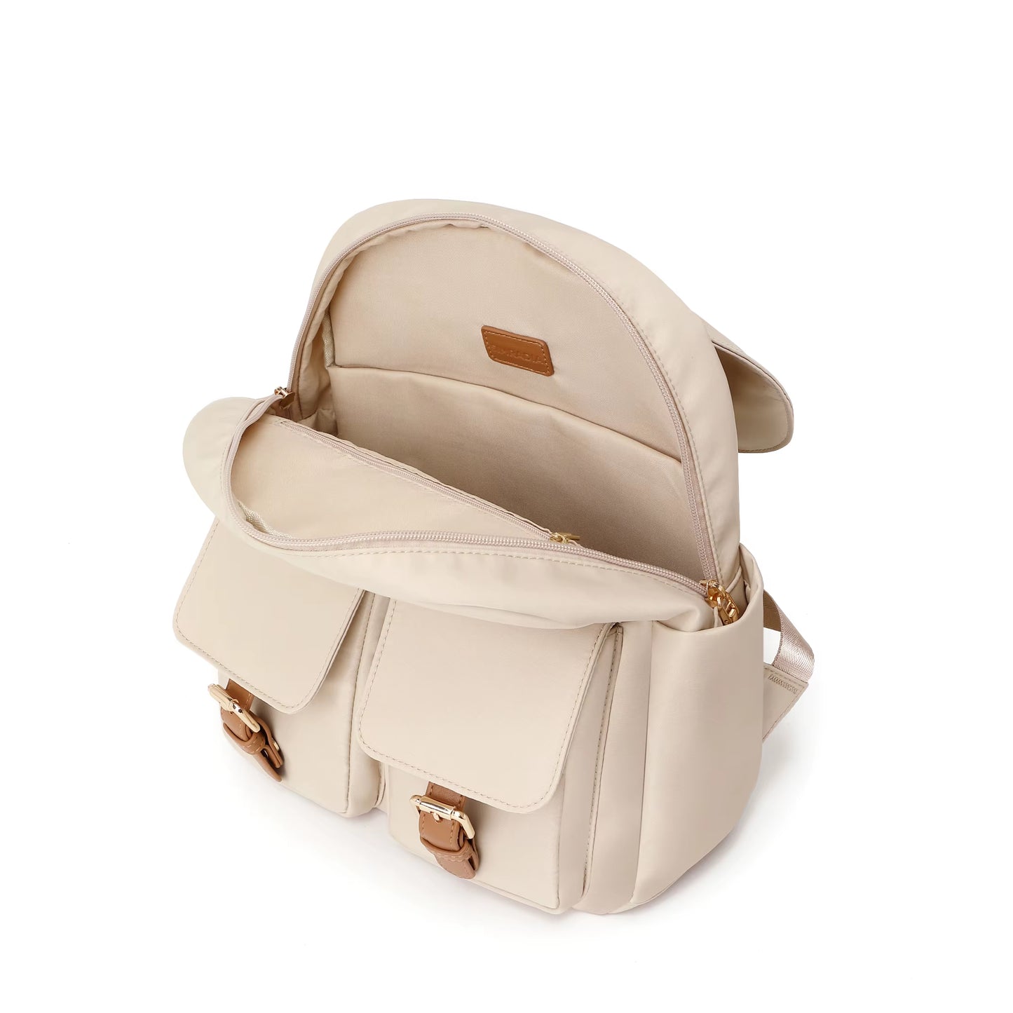 Simradia Anti-Theft Casual Nylon Beige Ladies Backpacks for Women Travel Backpack