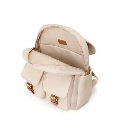 Simradia Anti-Theft Casual Nylon Beige Ladies Backpacks for Women Travel Backpack