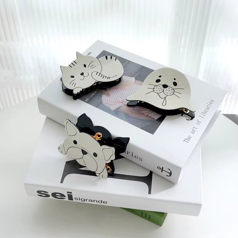 CANYUAN 10Cm White Engraved Metal Animal Hair Claws Cute Metal Claw Clips for Thick Hair - MCROONS.COM