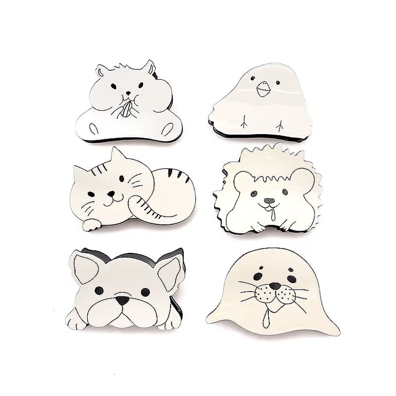 CANYUAN 10Cm White Engraved Metal Animal Hair Claws Cute Metal Claw Clips for Thick Hair - MCROONS.COM