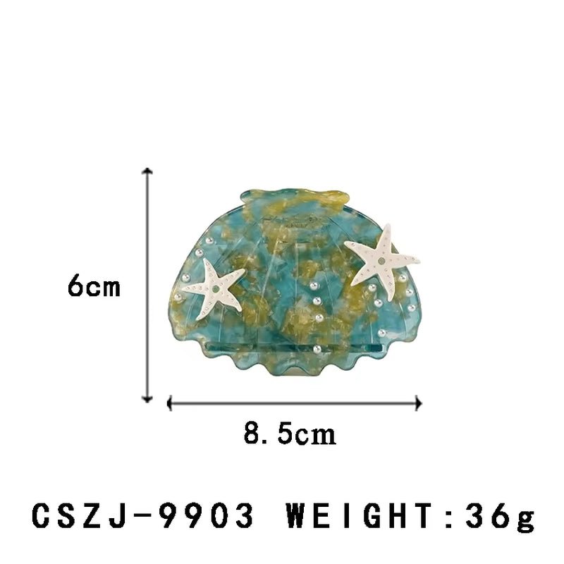 CANYUAN Custom Animal Claw Hair Claws 8.5Cm Yellow Shell Engraved Acetate Ocean Theme Female Hair Accessories - MCROONS.COM