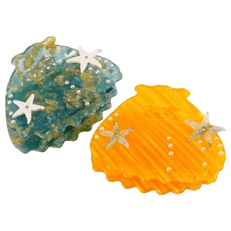 CANYUAN Custom Animal Claw Hair Claws 8.5Cm Yellow Shell Engraved Acetate Ocean Theme Female Hair Accessories - MCROONS.COM