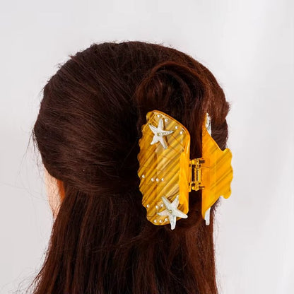 CANYUAN Custom Animal Claw Hair Claws 8.5Cm Yellow Shell Engraved Acetate Ocean Theme Female Hair Accessories - MCROONS.COM