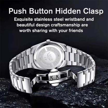 LIGE 89153 Watch for Man 3Atm Waterproof Luminous Date Week Stainless Steel Wristwatches Casual Quartz Men'S Watches Male Clock