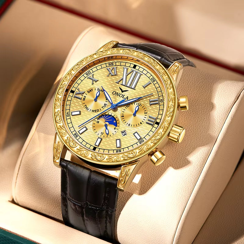 ONOLA 6834 Brand Luxury Mechanical Watches Steel Band Analog Wrist Watch Automatic Watch for Men