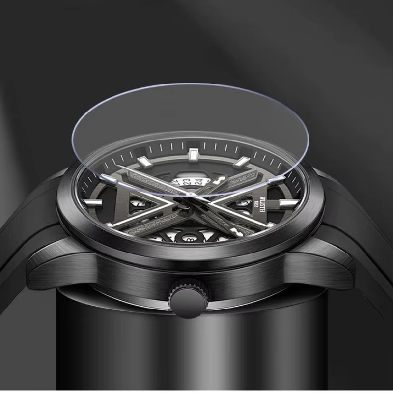 Men'S Luxury Black Wrist Watch with High Quality Silicone Strap Waterproof Luminous Quartz Watch for Men