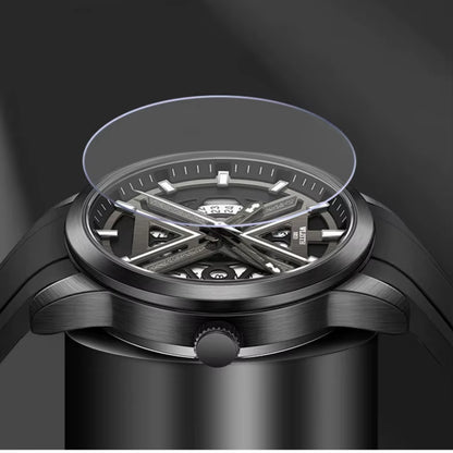 Men'S Luxury Black Wrist Watch with High Quality Silicone Strap Waterproof Luminous Quartz Watch for Men