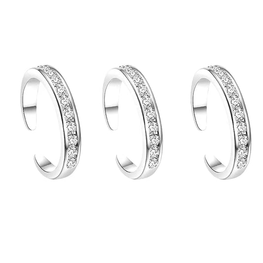 Women'S S925 Sterling Silver Toe Ring Open Foot Fashion Design with Zircon and Diamond Gift Jewelry