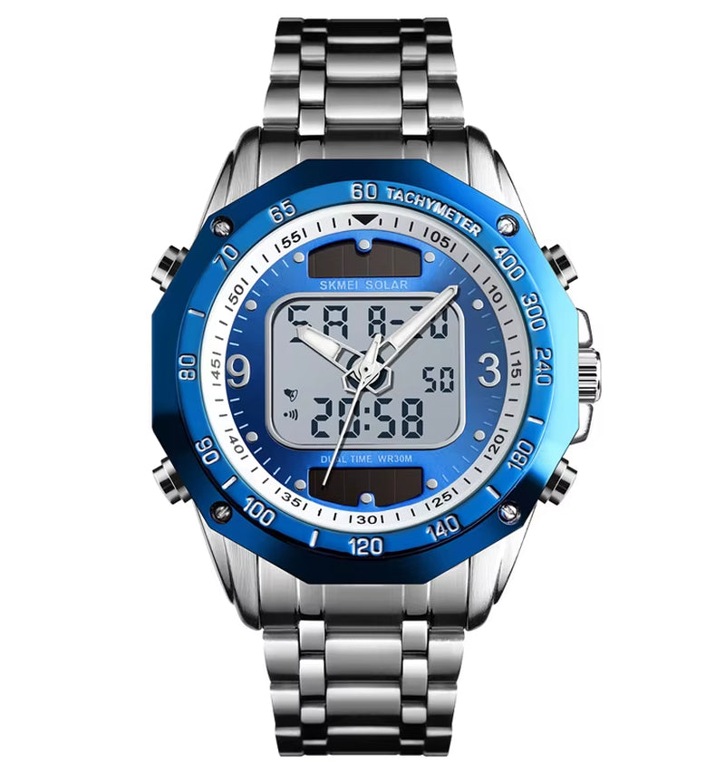 Skmei Wholesale Solar Watches Men Analog Digital Stainless Steel Wristwatches #1493