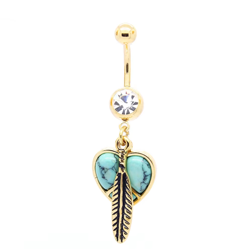Xinfocus 2024 Hot Selling 14K Solid Gold Stainless Steel Wholesale Flower Heart Star Belly Navel Rings Body Piercing Jewelry