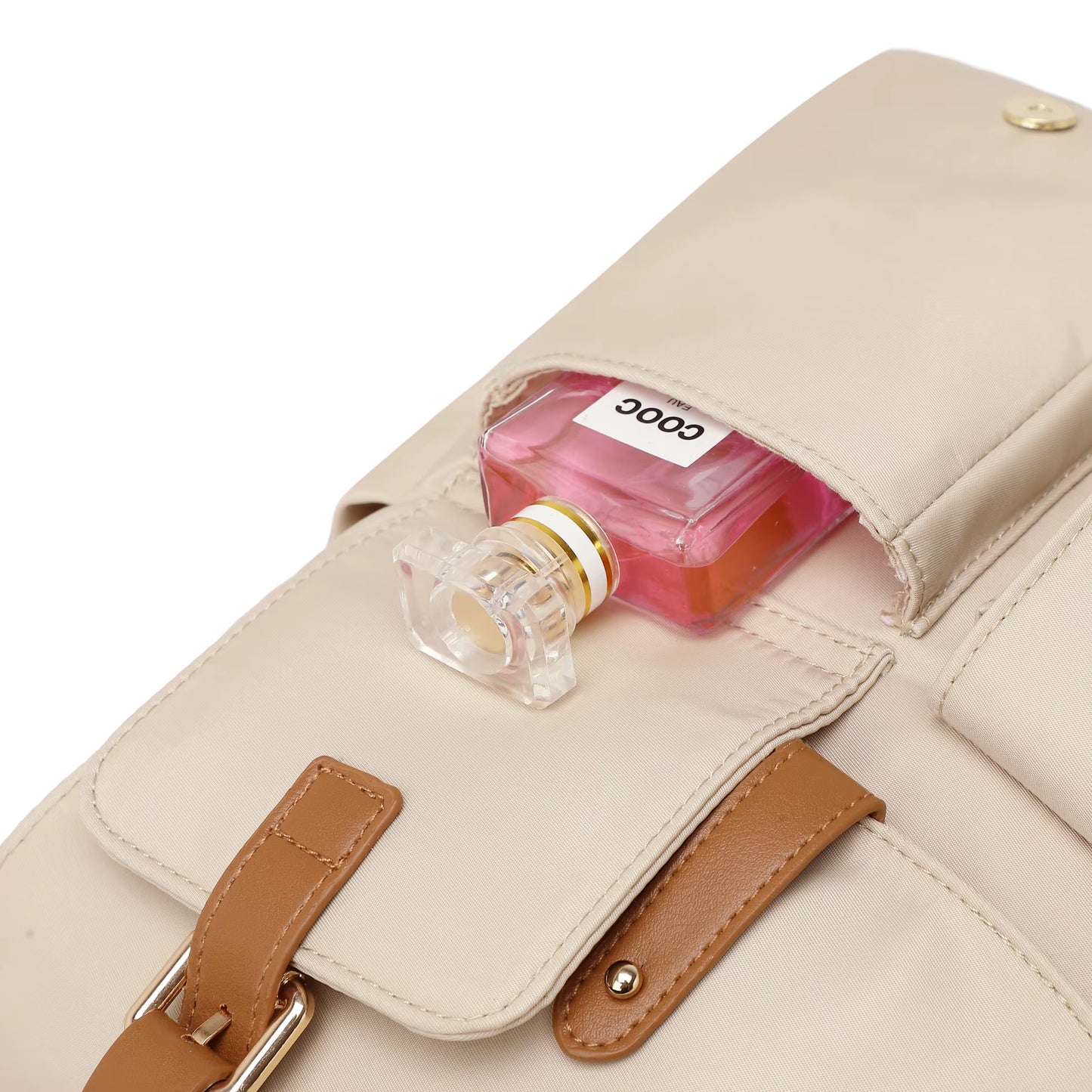 Simradia Anti-Theft Casual Nylon Beige Ladies Backpacks for Women Travel Backpack