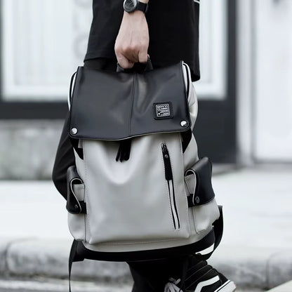 Custom Mochila Leather Backpack for Men Dayback Teen Bookbags Waterproof PU Men'S Backpack