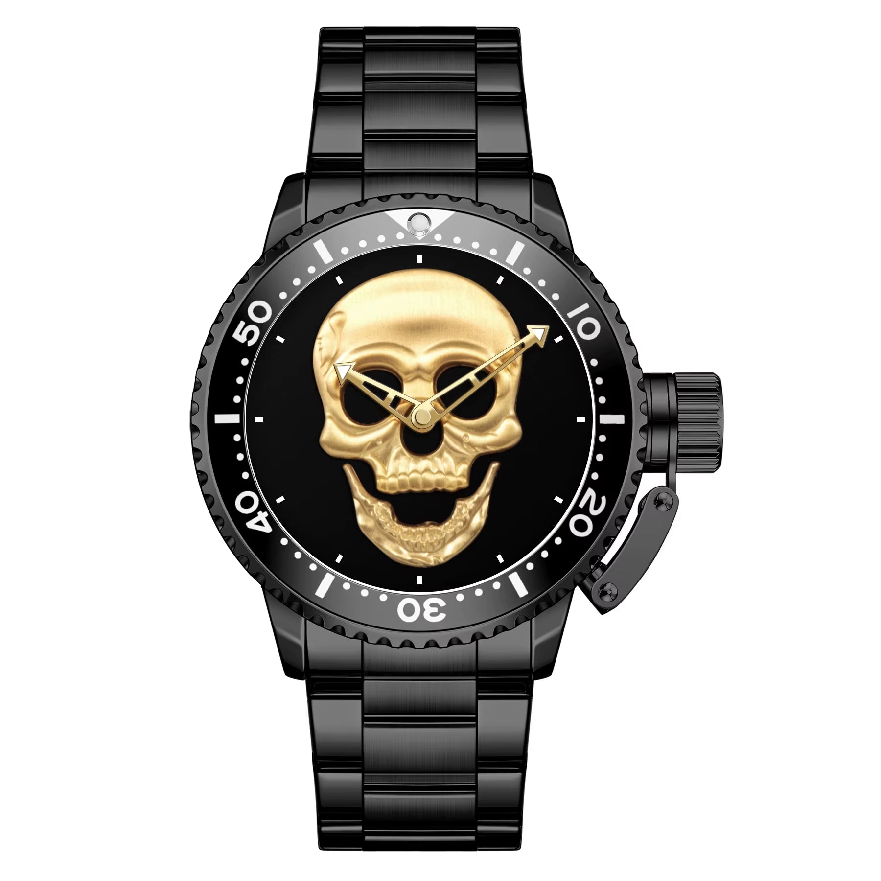 Luxury Watch WWOOR Men'S Waterproof Quartz Wrist Watch Fashion Luminous Skull Stainless Steel Watch for Men