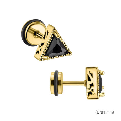 Wholesale Punk Style Single Zircon Prong Earrings Stainless Steel Vintage Obsidian Men Earrings