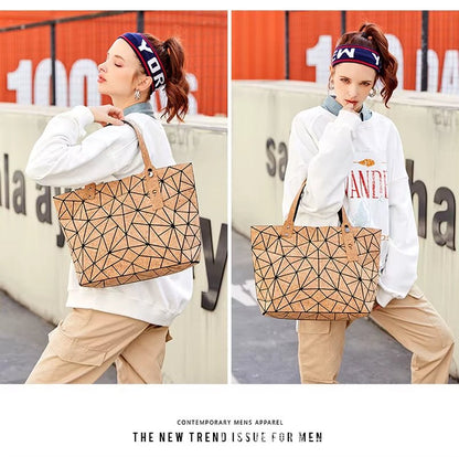 Cork Shoulder Bag for Women & Girl Tote Beach Bag Women Gift Geometric Tote Bag - MCROONS.COM