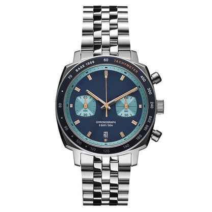 Customized Vintage Style Men Watch Chronograph Cushion Case Shape 316L Stainless Steel . - MCROONS.COM