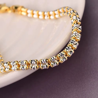 NUOYA Fine Jewelry S925 Sterling Silver Chain Link Bracelet 4Mm Gold Plated Fine Chain Adjustable Bracelets for Women