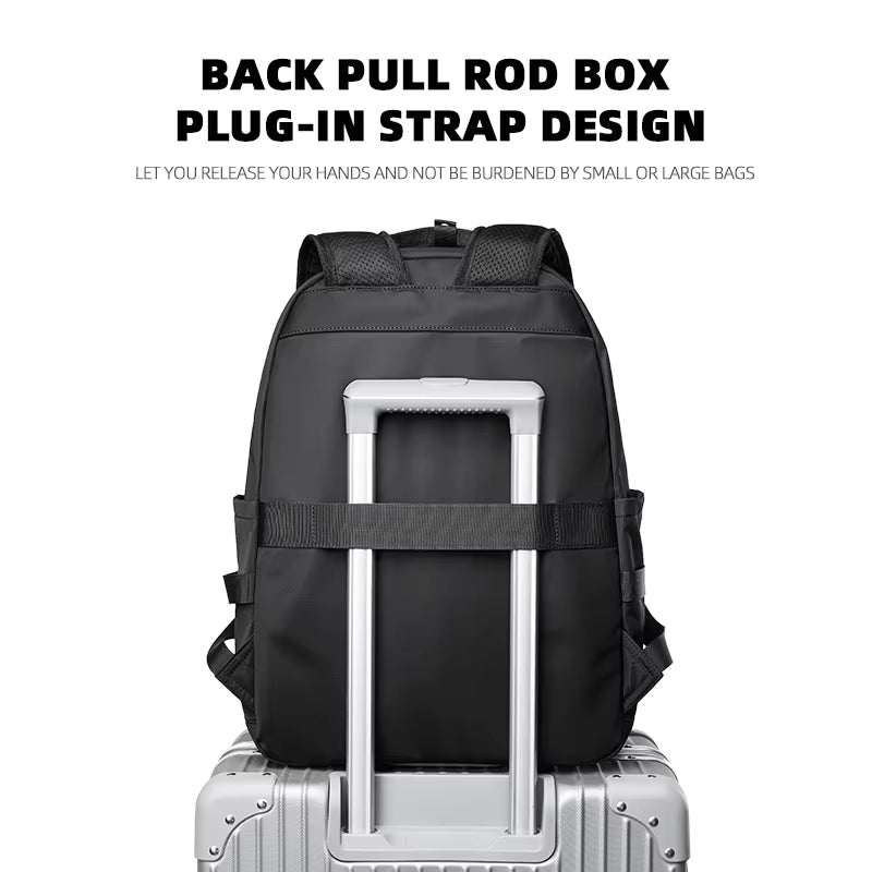 MOYYI Lightweight Casual Men'S School Backpack Student Black Waterproof Polyester Laptop Backpack for Man with Woven Logo