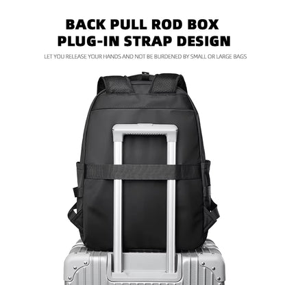 MOYYI Lightweight Casual Men'S School Backpack Student Black Waterproof Polyester Laptop Backpack for Man with Woven Logo