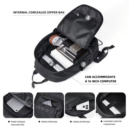 MOYYI Lightweight Casual Men'S School Backpack Student Black Waterproof Polyester Laptop Backpack for Man with Woven Logo