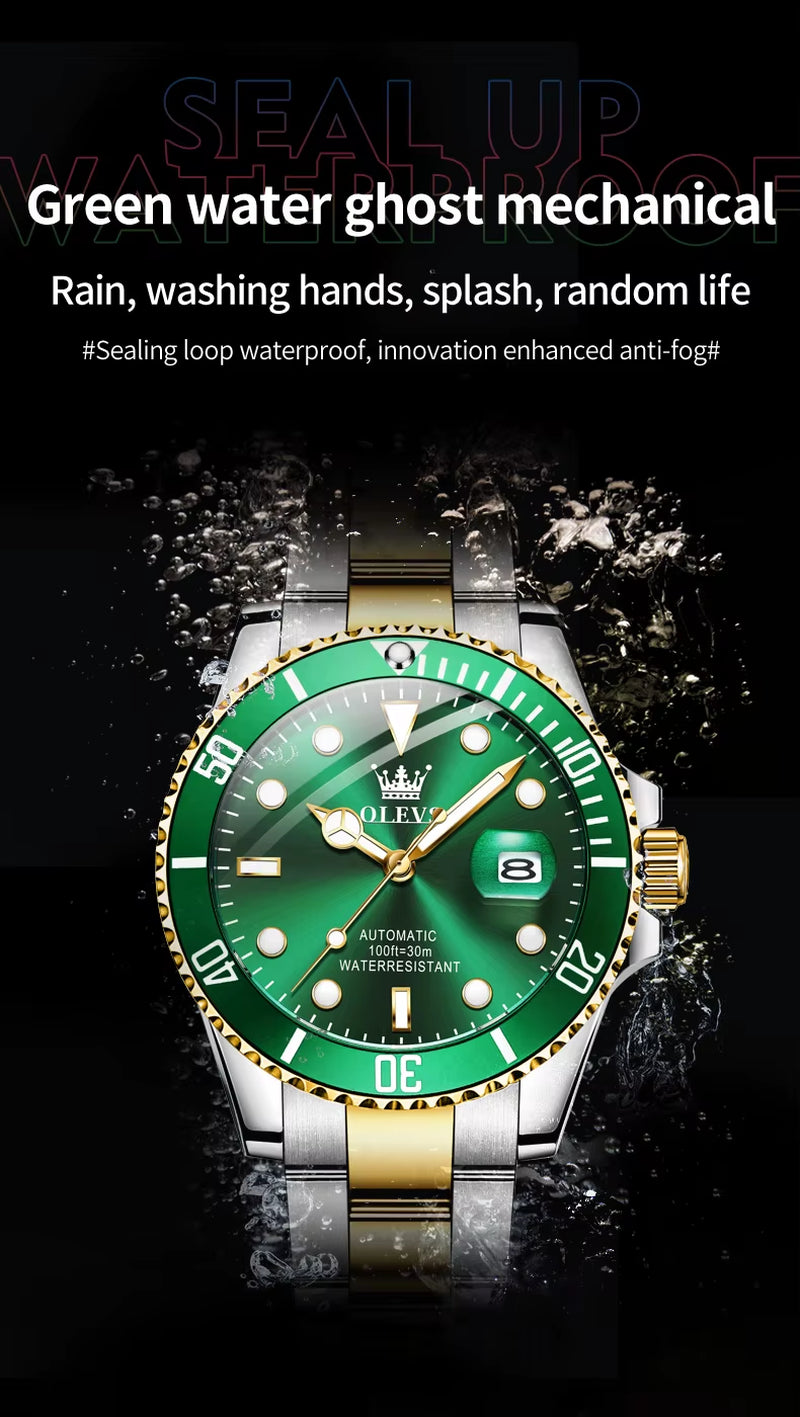 OLEVS 6650 Men'S Watch Top Diving Sports Men'S Automatic Mechanical Watch Fashion Business Date Waterproof Luminous Watch