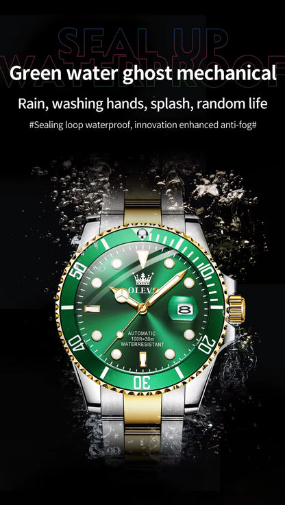 OLEVS 6650 Men'S Watch Top Diving Sports Men'S Automatic Mechanical Watch Fashion Business Date Waterproof Luminous Watch