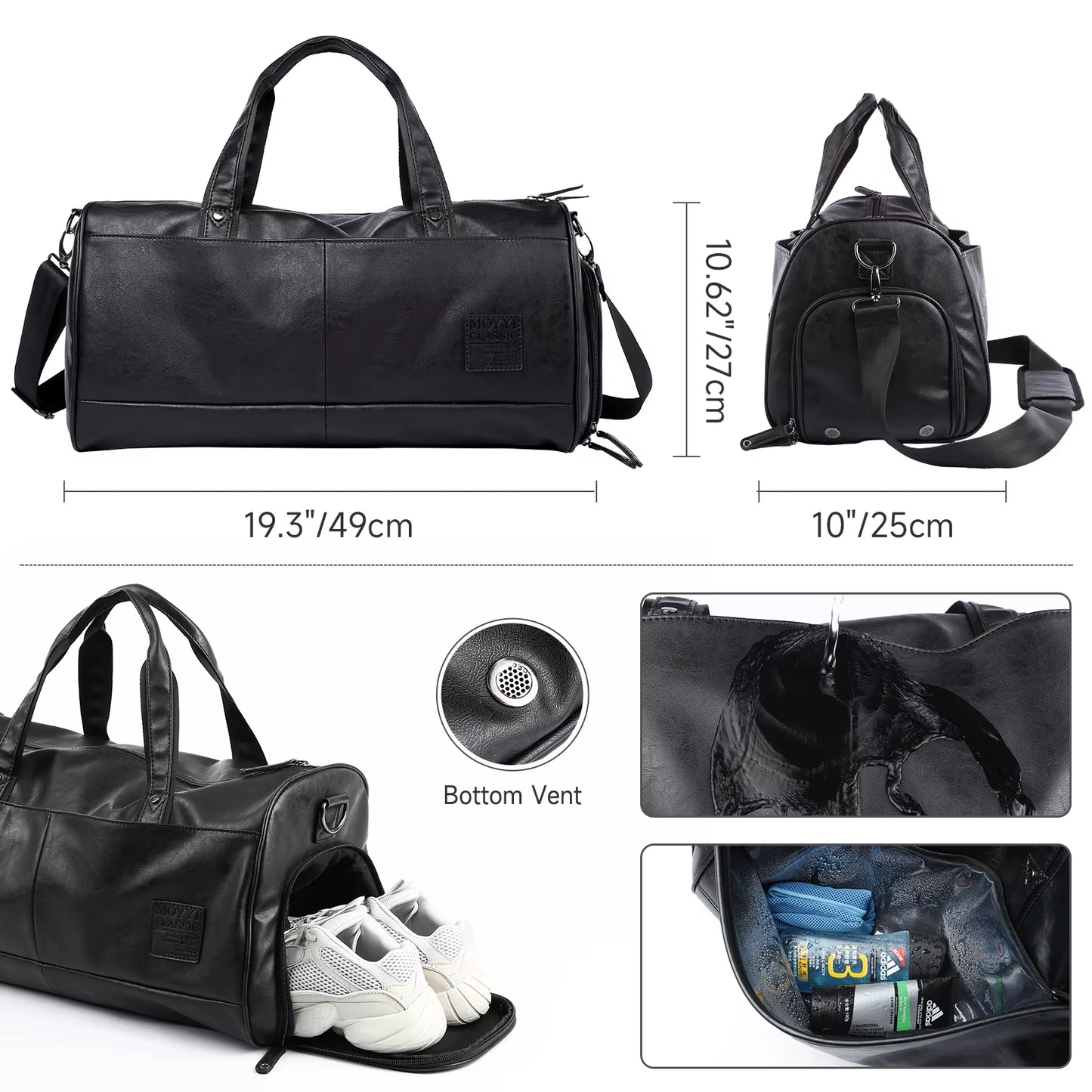 Custom Waterproof PU Leather Duffle Bags for Men Unisex Luggage Leather Travel Bag
