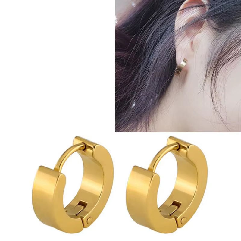 Minimalist 18K Gold Plated Jewelry Stainless Steel Hoop Chunky Earrings Fashion Women Huggie Earrings