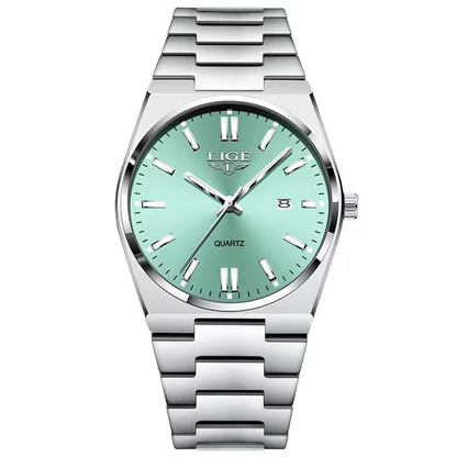 LIGE 89153 Watch for Man 3Atm Waterproof Luminous Date Week Stainless Steel Wristwatches Casual Quartz Men'S Watches Male Clock