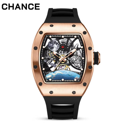 CHANCE JC-9-190G-14 Astronaut Series Carbon Fiber Case Tourbillon Automatic Watches Luxury Hollow Dial Mechanical Men Watch