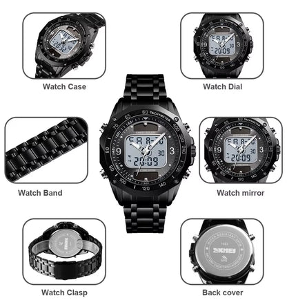 Skmei Wholesale Solar Watches Men Analog Digital Stainless Steel Wristwatches #1493